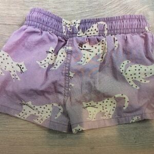 Kids Purple Swim Trunks with Cat Print